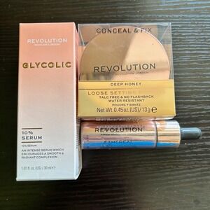 Revolution Makeup Bundle Conceal & Fix Powder, Setting Powder, Serum, Ethereal‎